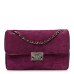 Suede Lambskin Scallop Quilted Medium Pagoda Flap Purple