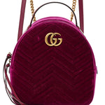 Velvet Matelasse GG Marmont Dome Backpack Fuchsia Violet Cyclamen