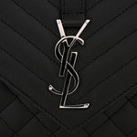 Grain De Poudre Textured Mixed Matelasse Triquilt Medium Monogram Satchel Black