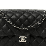 Caviar Quilted Medium Double Flap Black