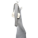 Soft Calfskin Impunture Diagramme Medium Chain Flap Shoulder Bag White