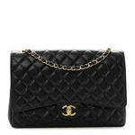 Caviar Quilted Maxi Double Flap Black