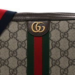 GG Supreme Monogram Textured Dollar Calfskin Web Ophidia Wristlet Shoulder Bag Beige Ebony New Acero