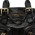 Crinkled Calfskin Small Grand Tour Bowling Bag Black