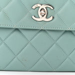 Lambskin Quilted Small Trendy CC Flap Dual Handle Bag Light Blue