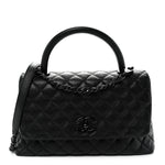 Caviar Quilted Small Coco Handle Flap So Black