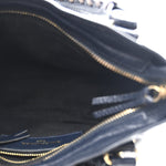 Chevre Gold Metallic Edge Hardware Mini City  Bleu Nuit Dark Sea