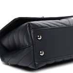 Caviar Chevron Quilted Mini Coco Handle Flap Dark Grey