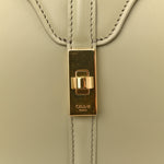 Satinated Calfskin Mini 16 Top Handle Bag Almond Green