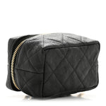 Caviar Quilted Mini Top Handle Vanity With Chain Black