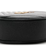Grain De Poudre Matelasse Chevron Quilted Round Vinyle Camera Bag Black
