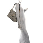 Denim Quilted Medium Loulou Puffer Monogram Chain Satchel Azur
