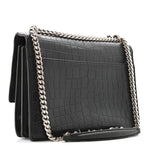 Calfskin Crocodile Embossed Medium Monogram Sunset Black