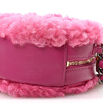 Shearling Sheepskin Chanel 19 Round Clutch With Chain Dark Pink