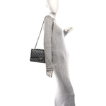 Lambskin Quilted Medium Double Flap Grey