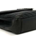 Sheepskin Matelasse Chevron Monogram Monochrome Medium College Bag Black