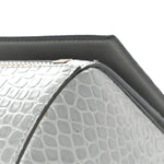 Calfskin Crocodile Embossed Medium Pandora Box Crossbody Bag Grey