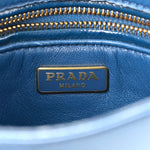 Saffiano Vernice Lock Flap Chain Bag Azzurro