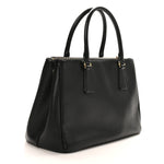 Saffiano Lux Small Galleria Double Zip Tote Black