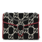 Tweed GG Monogram Mini Dionysus Chain Wallet Black White Romantic Cherry