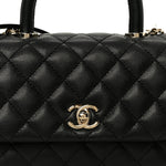 Caviar Quilted Mini Coco Handle Flap Black