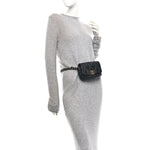 Goatskin Quilted Chanel 19 Waist Bag Black