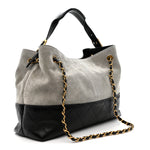 Suede Calfskin Shiny Lambskin Quilted Small Coco Base Shopping Bag Grey Black