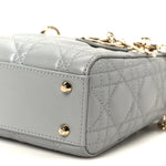 Metallic Lambskin Cannage Mini Lady Dior Grey