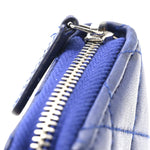 Lambskin Quilted Zip Around Coin Purse Wallet Blue