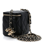 Lambskin Quilted Mini CC Crush Vanity Case With Chain Black