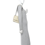Crinkled Calfskin Matelasse Monogram Baby Niki Chain Satchel White