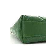 Shiny Crumpled Lambskin Quilted Small CC Funky Town Hobo Green