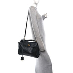 Natural Smooth Calfskin Medium Rodeo Top Handle Handbag Black