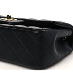 Lambskin Quilted Mini Rectangular Flap Black