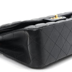 Lambskin Quilted Jumbo Double Flap Black