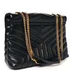 Calfskin Y Quilted Monogram Medium Loulou Chain Satchel Black