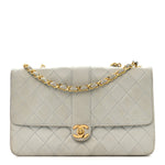Lambskin Quilted Small Single Flap Light Blue
