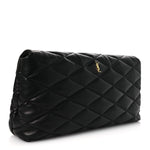 Lambskin Quilted Sade Puffer Envelope Clutch Black