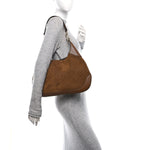 GG Suede B Medium Shoulder Bag Brown