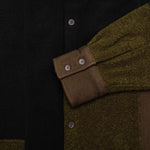 Woven Fleece Patchwork Shirt - Dark Green
