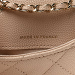 Caviar Quilted Mini Chain Belt Bag Light Beige