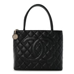 Caviar Quilted Medallion Tote Black