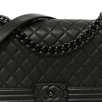 Calfskin Quilted Medium Boy Flap So Black