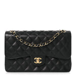 Caviar Quilted Jumbo Double Flap Black