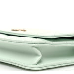 Lambskin Quilted Textured CC Wallet On Chain WOC Light Green