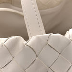 Calfskin Intrecciato Small Castello Bucket Bag White