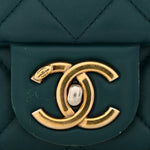 Lambskin Quilted Mini Rectangular Flap Dark Blue