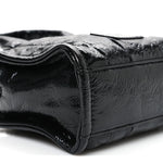 Shiny Crinkled Calfskin Mini The Tote Bag Black