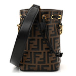 Vitello Liberty F is Fendi Bi-Color FF 1974 Embossed Mini Mon Tresor Bucket Bag Maya Black