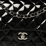 Patent Quilted Jumbo Double Flap Black